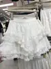 Falda Corta de Malla de Encaje Blanco Súper Hada para Mujer Cintura Alta Línea A Múltiples Niveles Estilo Pastel Ballet Tutú Falda Falda