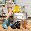 Nuevas botas de lluvia de otoño e invierno de red para mujer de media caña antideslizantes impermeables botas de lluvia zapatos de agua zapatos de goma resistentes al desgaste para hacer ejercicio combinan con todo
