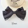 Acessórios de tecido pretos em renda, com laço de camada dupla, estilo doce e cool para bolsas, sapatos, chapéus e roupas DIY