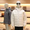 Chamarra Ligera con Capucha de Plumas para Hombre y Mujer, Estilo Pareja Otoño e Invierno, Moda Bidireccional Estándar Nacional 90% Pluma de Pato Abrigo Cálido