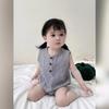 Roupas de bebê estilo ocidental verão menina romper fino bebê menino macacão fofo de algodão sem mangas listrado macacão