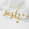 Europa e Estados Unidos cross-border novo conjunto de estrelas brincos geométricos metal Lua brincos femininos moda zircão joias de orelha