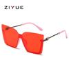 Óculos de Sol Sem Aro Estilo 2026 Personalizados para Mulheres, Óculos de Sol Fashion com Lente Única e Armação Grande, Lentes Marinhas, Óculos de Sol com Proteção UV