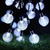 Fio de Luzes de Bola de Bolha Solares LED para Exterior à Prova d'Água Jardim Luzes de Atmosfera Estrelada de Alto Brilho Luzes Decorativas de Natal