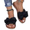 Sapatos Femininos Europeus e Americanos Tamanho Grande Transfronteiriço Chinelos Rasteiros com Laço Sapatos Femininos para Uso Externo Sandálias de Pano Leves de Cor Sólida