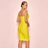 Vestido Bandagem Geométrico Clássico Europeu e Americano com Alças, Vestido de Tricô Sexy Decotado que Marca a Cintura para Mulheres, Vestido para Férias e Encontros