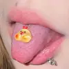 Fundo chato de frango confortável prego de língua de aço inoxidável resina cartoon personalidade ornamentos de língua joias de piercing corporal humano atacado novo