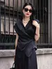 Camisa de Encaje con Cordones, Nueva Moda Verano 2025, Ceñida a la Cintura, Mangas Cortas Asimétricas, Adelgazante, Elegante Top de Acetato