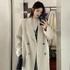 Casaco de Lã Cinza 2026 Outono e Inverno Estilo Coreano Comprimento Médio High-End Estilo Hepburn Casaco de Lã para Mulheres