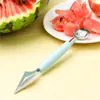 Pá de aço inoxidável dupla para fazer bolinhas de frutas, faca de escultura ondulada, colher para sorvete, melancia, travessa de frutas