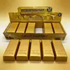 Brinquedo de alívio de estresse de PU dourado simulado, de retorno lento, para estudantes, brinquedo de apertar antiestresse em barra de ouro, best-seller transfronteiriço