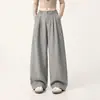 Pantalones de pierna ancha estilo traje, colección de otoño, de cintura alta, pierna recta, tela fluida, pantalones casuales para mujer, estilo japonés y europeo, efecto adelgazante