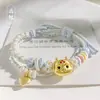 Pulsera de Doble Capa Flor de Durazno Doble Nudo Pulsera Tejida a Mano Xiaohongshu Cuentas Portables Passepartout Dorado Cuentas de Transferencia