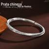 Totem Mobius anel pulseira de prata esterlina prata pura retro moda nacional sólida homens e mulheres casal pulseira estilo antigo simples