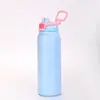 Nova Caneca Térmica Estilosa de Aço Inoxidável 304 de Alta Capacidade com Alça e Tampa Flip, Caneca Portátil para Uso Externo com Canudo Atacado