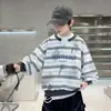 Sudadera de otoño para niño 2026 nuevo estilo, top de rayas para primavera y otoño para niños mayores, elegante camiseta básica de manga larga