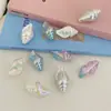 Contas de Concha Coloridas Acrílicas Bicolores com Furo Reto Galvanizadas a UV, Contas Soltas de Concha Iridescentes com Furo Passante, Acessórios de Miçangas para Corrente de Celular DIY