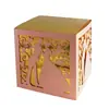 Caja de dulces hueca con láser caja de dulces de boda caja de papel rosa oro brillante tapa venta al por mayor