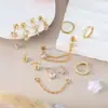 Conjunto de 16 Pares de Brincos Modernos de Aço Inoxidável com Design Único, Banhado a Cobre com Ouro Real, Novo Modelo Popular Transfronteiriço, em Estoque