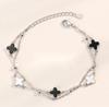 Pulsera Clásica de Plata de Ley S925 de Cuatro Hojas y Cinco Flores para Mujer, Lujo Ligero, Joyería de Ágata de Nicho de Gama Alta, Regalo para el Día de San Valentín Chino