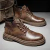 Nuevas Botas de Trabajo Retro Zapatos Casuales Botas de Hombre Botas Versátiles para Hombre Estilo Británico Botas Martin Suela Gruesa Comercio Exterior Transfronterizo Zapatos de Hombre