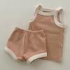 Ins Traje de Dos Piezas de Algodón Fino de Verano para Bebé Estilo Coreano para Niños y Niñas Chaleco sin Mangas para Bebé Pantalones Cortos