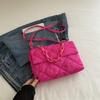 Bolso Textil 2024 Otoño e Invierno Nueva Moda Versátil Hombro Bandolera Acolchado Diamante Cadena Sencillo Axila Bolso Cuadrado Pequeño
