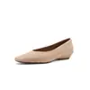 Sapatos Femininos Versáteis de Camurça de Ovelha Plus Size, Sapatos Confortáveis de Salto Médio, Baixos e Rasos com Solado Macio de Borracha, Sapatos Individuais Pretos