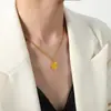 Collar con colgante de sol y luna de acero titanio chapado en oro, diseño simple de nicho cruzado japonés y coreano, personalidad, temperamento, joyería