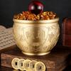 Latão Puro Tom Vibratório Mesmo Estilo Cilindro Baifu Ornamentos Cobre Puro Cornucópia Pequeno Cilindro de Arroz Cofrinho Artesanato de Cilindro de Arroz