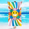 Toalla de playa de terciopelo de un solo lado para comercio exterior, toalla de baño de playa de microfibra, toalla con patrón de sol de verano, toalla de baño, playa de verano