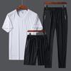 Una generación de cabello ocio al aire libre Traje deportivo de seda de hielo para hombre verano para correr fitness talla grande pantalones holgados conjunto de tres piezas