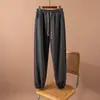 Pantalones Deportivos Grises para Mujer Primavera y Otoño Pierna Ancha Casuales Primavera y Otoño Delgados Cintura Alta Estilo Americano Rectos Cortos Pantalones de Chándal