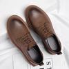 Sapatos masculinos de couro estilo britânico, cano baixo, cabeça redonda, cabeça grande, sola grossa, calçados casuais de couro, uma geração de cabelo, primavera de 2025