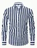 Camisa de Manga Larga Rayada Nueva y de Moda para Hombre de Amazon Transfronteriza Camisa Casual Transpirable de Manga Larga con Estampado 3D