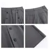 Calça de Sarja de Cintura Alta com Listras Verticais e Barra Larga Estilo Old Money Outono Novo Caimento Amplo Limpo Drapê Calça Casual de Alta Qualidade