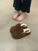 Mocasines sin cordones con forro de felpa, punta grande, puntera cerrada de suela gruesa que aumenta la altura, Mocasines estilo Birkenstock de lana de cordero para mujer en invierno