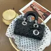 Bolso Lady Dior de la marca D con bloques de color horizontales y lazo, nuevo 2026, bolso de hombro cruzado versátil con cadena, bolso de mano de moda