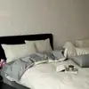 Juego de cuatro piezas de jacquard de algodón puro Clase A, sábanas y fundas de edredón 100% algodón para dormir sin ropa, ropa de cama de algodón de fibra larga de alto número de hilos