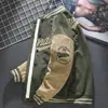 Traje de Béisbol de Gamuza para Hombre Otoño e Invierno Chaqueta Vintage Americana Primavera y Otoño Top Holgado Chaqueta de Aviador Bordada Trendy