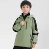 Jaqueta três em um infantil outono e inverno para meninos Outdoor à prova de vento Impermeável quente forro de fleece jaqueta feminina