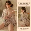 Man Yan Lencería Erótica Sexy Transparente Tentación Oro Flotante Morado Suave Bata Kimono Uniforme 101510