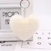 Llavero de Bolita de Pelo con Forma de Corazón para el Día de San Valentín Colgante de Corazón para Bolso de Pelo Artificial de Conejo Rex Colgante de Peluche para Coche Venta al por Mayor