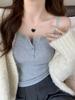 Comércio exterior Real Shot Lace Button Camisola Verão Feminino Slim-fit Inner Wear Outer Wear Short Sleeveless Cotton T-shirt