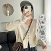Cárdigan de Punto de Cuello V de Alta Gama Estilo Coreano para Mujer, Diseño de Primavera/Otoño, Chaqueta Corta Holgada