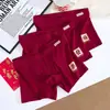 Calzoncillos Boxer de Algodón Rojo de Cintura Media Antibacterianos Fábrica de Ropa Interior para Bodas Venta al por Mayor