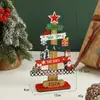 Árbol de Navidad Popular de Madera Transfronterizo Decoraciones Navideñas de Escritorio Enano Inglés Papá Noel Muñeco de Nieve Adornos de Madera