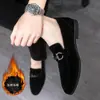 Zapatos de Piel para Hombre con Hebilla de Caballo, Mocasines de Gamuza, Mocasines Británicos sin Cordones, Modelo Nuevo de Moda 2021