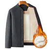 Jaqueta de algodão quente para homens de meia-idade e idosos com forro de fleece, casaco de inverno espessado para o papai, jaqueta acolchoada de algodão com forro interno, calças e roupas de algodão para o vovô