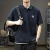 Camisa Polo Casual Estilo Americano para Homens, Manga Curta, Corte Solto, Tamanho Grande, Design Único, Marca Minimalista Tendência, Camisa Polo com Gola Reversível para o Verão